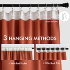 MIULEE Back Tab Burnt Orange Blackout Curtains 108 Inch Long 2 Panels Set - Image 3