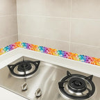 HOMETITUTE Wallpaper Border Peel and Stick Wall Border Rainbow Mosaic Glass - Image 5