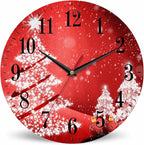 Mxocom Christmas Wall Clock White Christmas Tree Winter Snowflake New Year Red by Mxocom