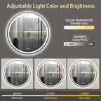 Itrue 36 Inch LED Bathroom Round Mirror, Adjustable Color Temp & Brightness - Image 4