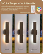 EDISHINE 2 Pack LED Outdoor Wall Lights Dimmable, 15.7" Rectangular Modern - Image 4