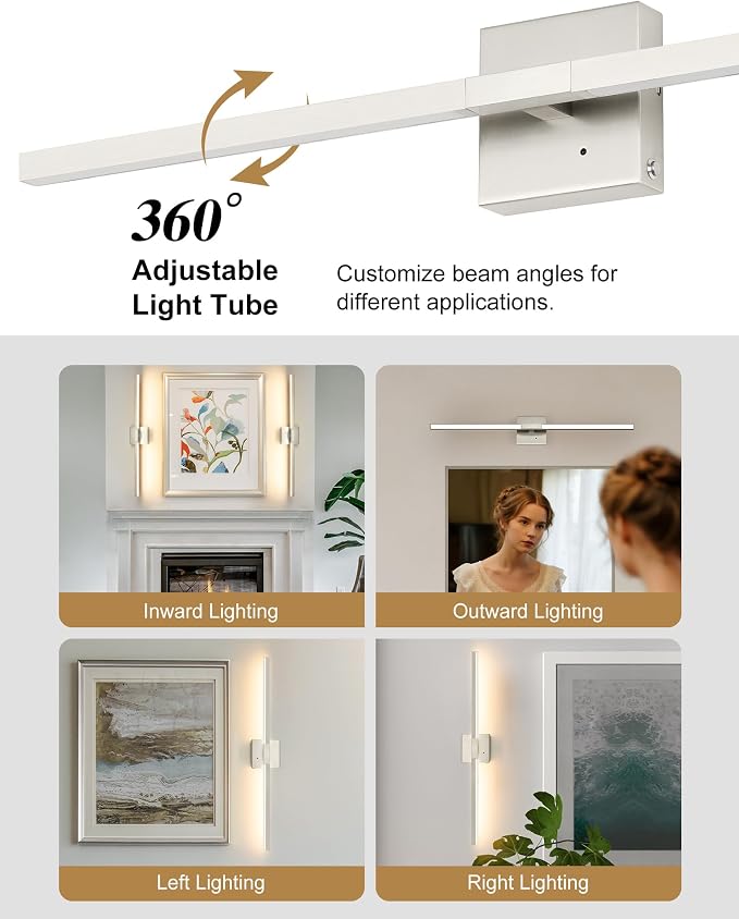 Rayogale Rechargeable Battery Operated Wall Sconce Set of Two, 24 Inch - Image 4