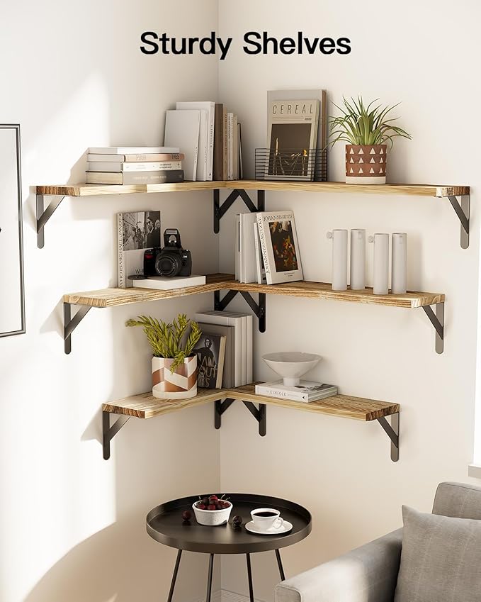 AMADA HOMEFURNISHING Long Wall Shelves, Rustic Farmhouse Style, Wood Floating - Image 2