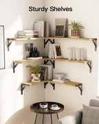 AMADA HOMEFURNISHING Long Wall Shelves, Rustic Farmhouse Style, Wood Floating - Image 2