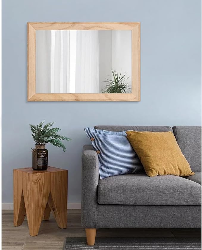 AAZZKANG Rustic Mirrors for Wall Rectangle Wood Frame Mirror Large 26"x18" - Image 7