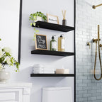 BAYKA Floating Shelves for Wall, Wall Mounted Rustic Wood Shelves for Bathroom - Image 2