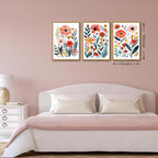 KISSFOX Colorful Wildflower Canvas Wall Art Set Of 3 Flowers Pictures Prints - Image 4