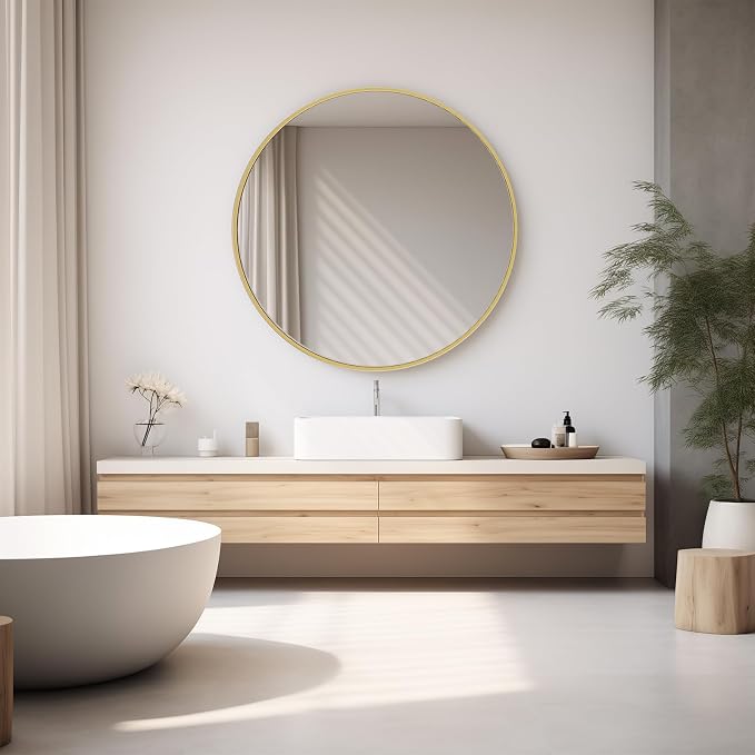 NEWBULIG Round Wall Mirror, 36 Inch Bathroom Mirrors - Image 7