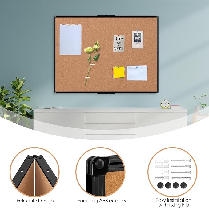 Cork Board Bulletin Board 36 x 48, Foldable Notice Pin Board - Image 6