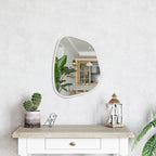 Irregular Wall Mirror Asymmetrical White Mirror Modern Wood Frame Unique Shape - Image 4