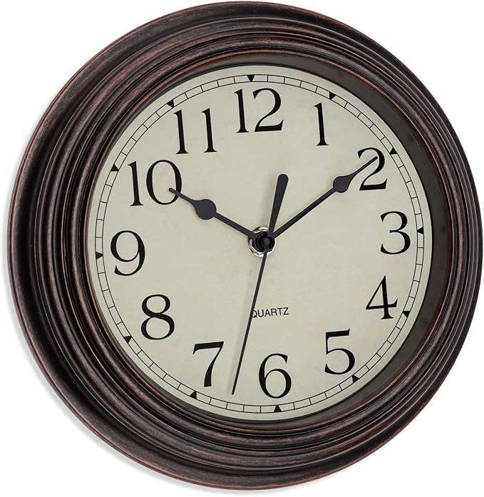 Foxtop 9 Inch Wall Clock Battery Operated Silent Non-Ticking Small Classic - Image 6