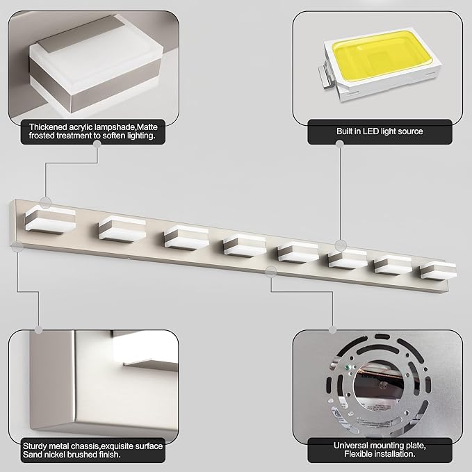 SOLFART Bathroom Light Fixtures Brushed Nickel Vanity Lights - Image 3