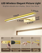 EZVALO Picture Light for Wall, 4800mAh Rechargeable Wireless Remote, Dimmable - Image 6