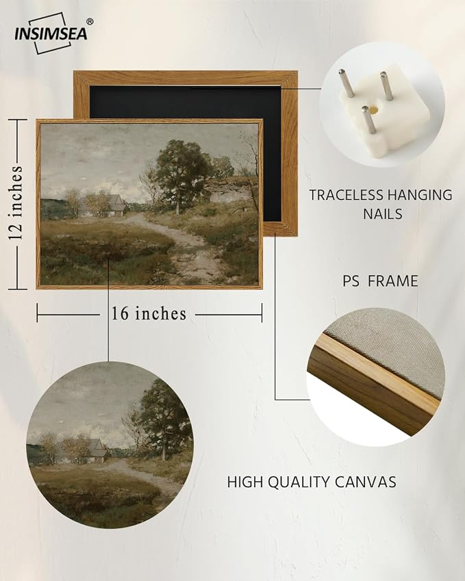 InSimSea Framed Canvas Wall Art Decor, Vintage Countryside Decor - Image 5