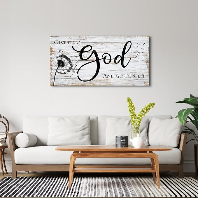 Give it to god and go to sleep Sign Wall Art Christian Bible Verses Wall Decor - Image 2