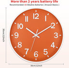 Foxtop Modern Wall Clock Silent Non-Ticking Battery Operated Round Quartz 12 - Image 2