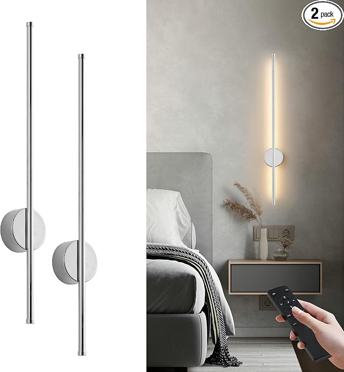 Battery Operated Modern Wall Sconces, Dimmable Wireless Wall Light Set of Two by KARTOOSH