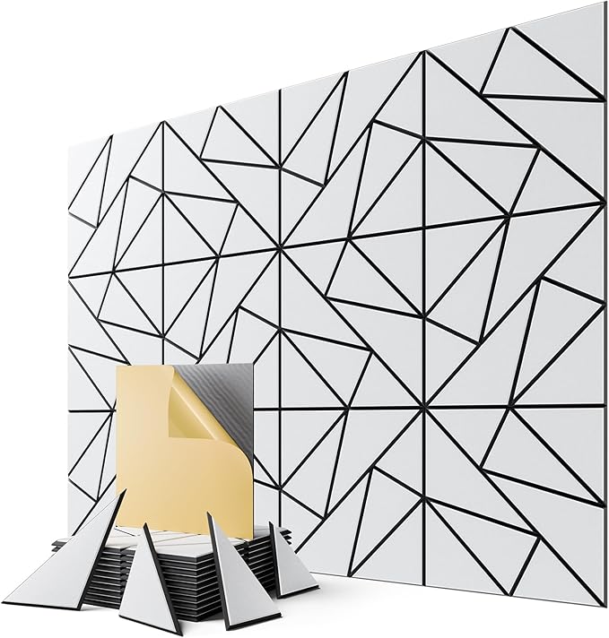 12-Pack Felt Acoustic Panels, Peel & Stick Sound Proof Foam Panels by Lebenforce