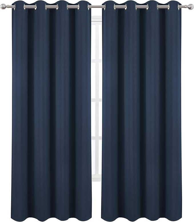 LEMOMO Navy Blue Thermal Blackout Curtains/52 x 108 Inch/Set of 2 Panels Room - Image 2
