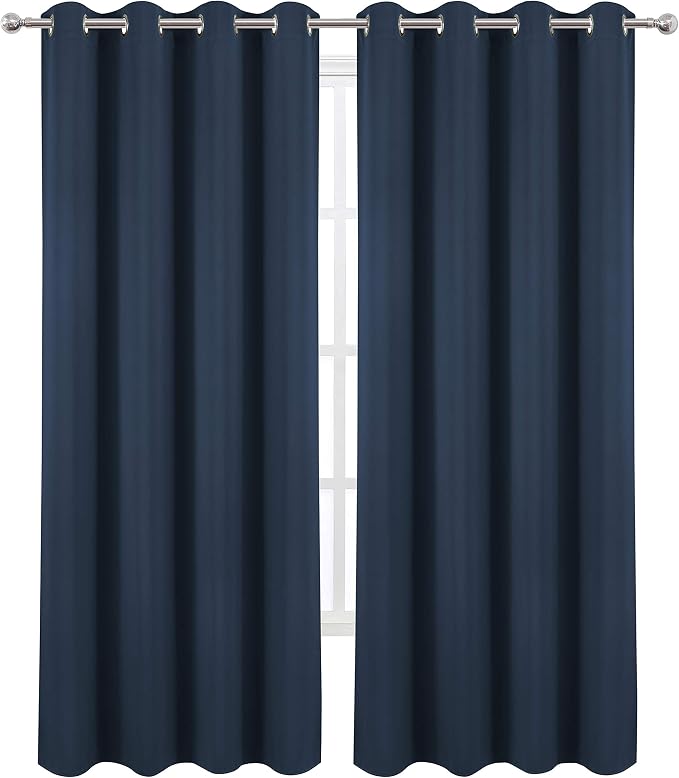 LEMOMO Navy Blue Thermal Blackout Curtains/52 x 95 Inch/Set of 2 Panels Room - Image 2