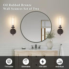SANTOSTOCK Oil Rubbed Bronze Wall Sconces Set of Two, Bathroom Wall Sconces - Image 2