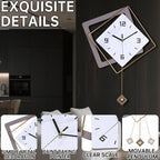 Wall Clock with Pendulum, Silent Quality Quartz Battery Operated, Modern Large - Image 2