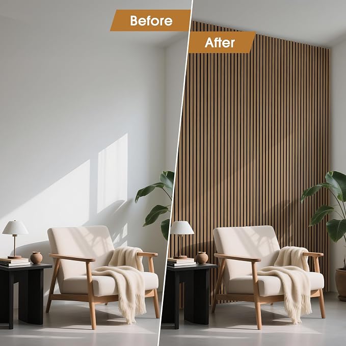 Wood Slat Wall Panels 4 Pack 94.5" x 7.9", Acoustic Wooden Panel - Image 6