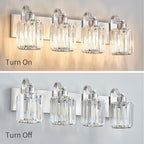 4 Lights Brushed Nickel Vanity Light Crystal Wall Light Bathroom Light Fixtures - Image 6