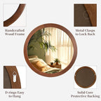 CULER Round Mirror 36 Inch, Wood Rustic Bathroom Tempered Wall Mirror - Image 5
