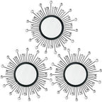 3 Pack Metal Mirrors for Wall Sunburst Wall Mirrors Home Décor Decorative by Uaussi
