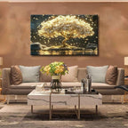 Large Tree of Life Canvas Wall Art Abstract Gold Tree Mountain Lake Decor - Image 4
