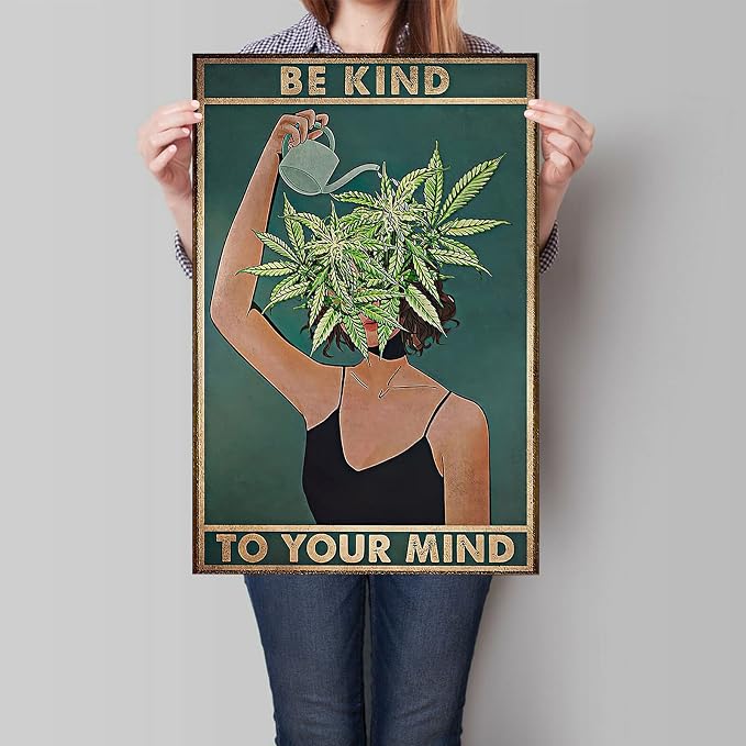 Vintage Be Kind To Your Mind Poster Mental Health Quote Canvas Wall Art Posters - Image 2