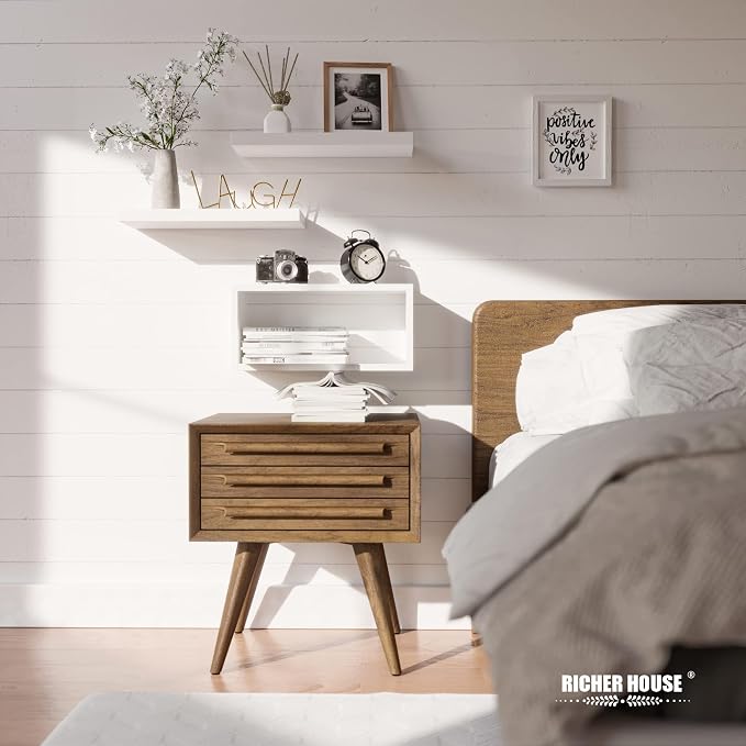 RICHER HOUSE White Floating Shelves Set of 3, Modern Bathroom Shelves Wall - Image 6