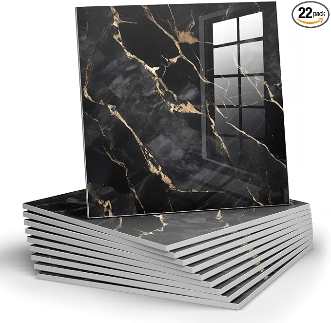 Chejiaye 22pcs Marble Peel and Stick Backsplash Waterproof Washroom Wall Panels by Chejiaye