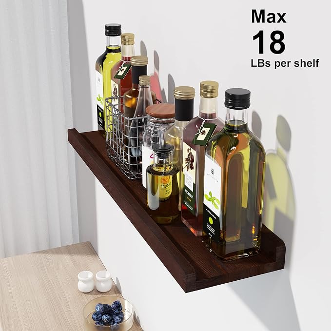 Love-KANKEI Floating Shelves Wall Mounted Set of 2, 24 Inch Wood Storage Wall - Image 6