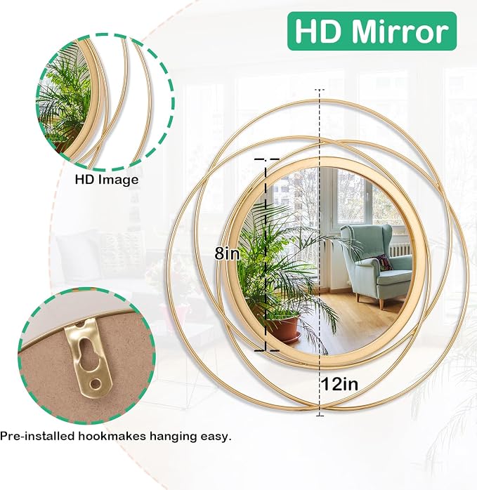 Gold Art Circle Mirror for Wall - Image 7