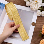CRASPIRE 88.9x1.69in Peel Stick Foam Crown Molding Baseboard Trim Yellow Self - Image 6