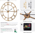 Large Wall Clock for Living Room Decor–40 Inch Silent Non-Ticking Modern - Image 2