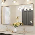 LOAAO 55”X30” Gold Bathroom Mirror, Rounded Rectangle Gold Frame Mirror - Image 8