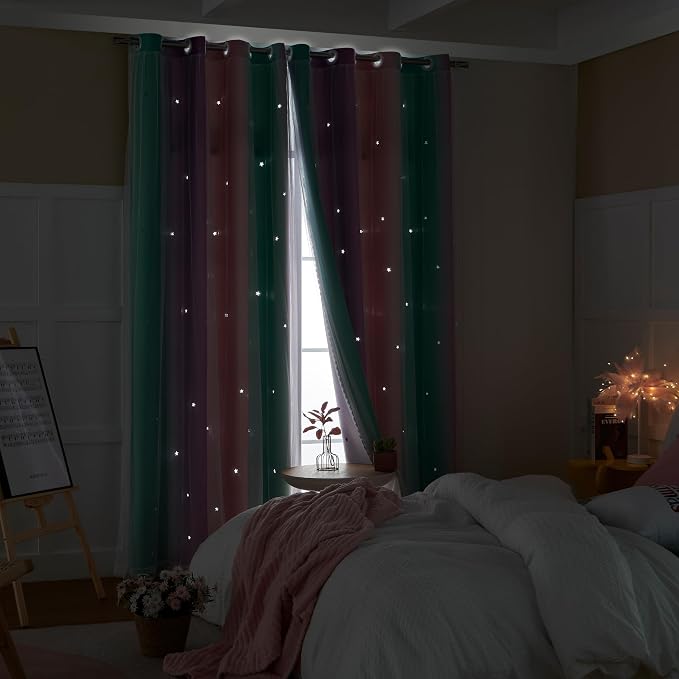 XiDi Curtains for Girls Bedroom Kids Room Unicorn Princess Theme Room Darkening - Image 4