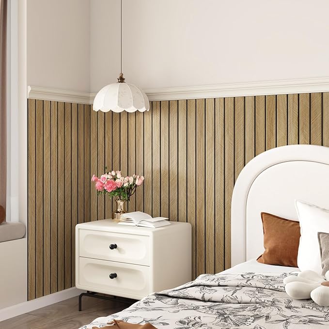 197"x23.6" Brown Wood Slat Wall Panels Self Adhesive Acoustic Slat Wall - Image 3