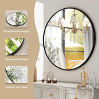 HARRITPURE Round Mirror 30 Black Wall Mounted Circle Mirrors Vanity Mirror - Image 3