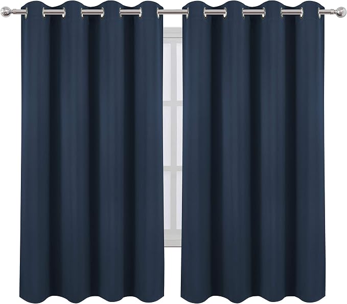 LEMOMO Blackout Curtains 52 x 63 inch/Navy Blue Curtains Set of 2 - Image 2