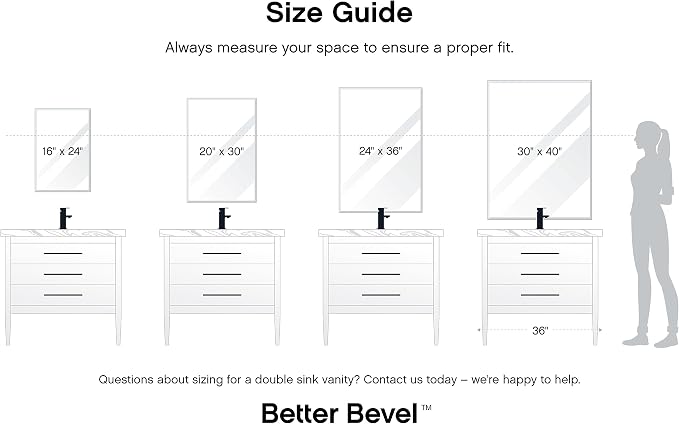 Better Bevel Frameless Rectangle Mirror | 24" x 30" Bathroom Wall Mirror - Image 9