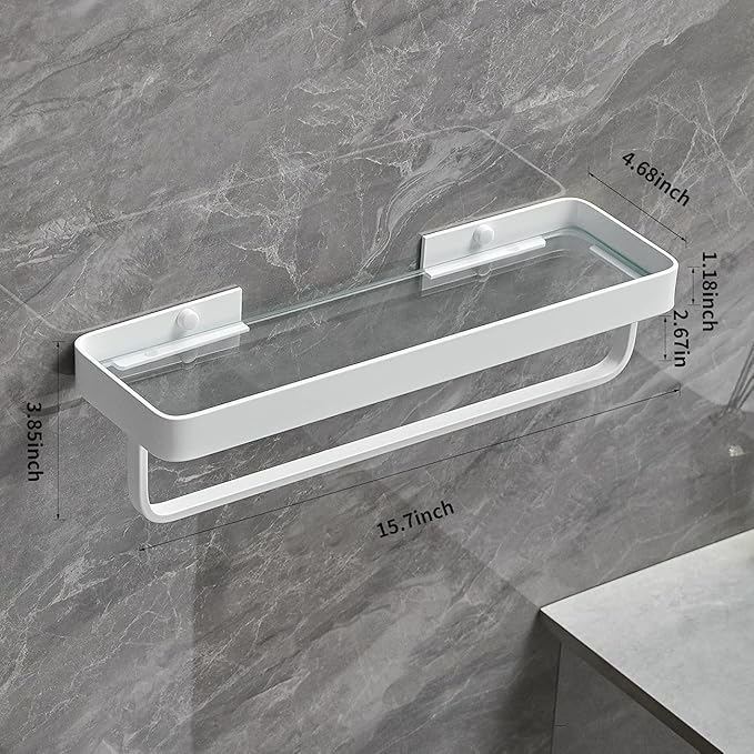 VOLPONE Bathroom Shelves Wall Mounted 2 Tier Glass Floating Shelf - Image 2
