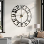 40 Inch Large Wall Clock, Silent Non-Ticking Battery Operated Black Metal Wall - Image 2