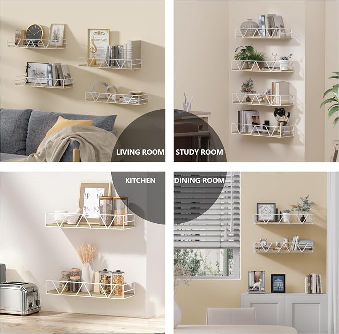 Amaoot Floating Shelves Set of 3, Home Wood Wall Shelf, Farmhouse Shelf - Image 6