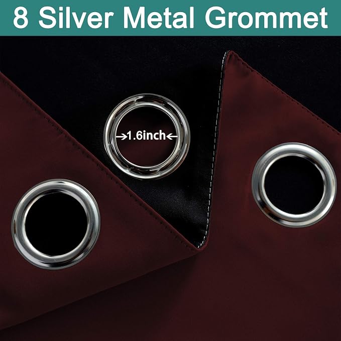 Yakamok 2 Thick Layers Completely Blackout Curtain Panels, Noise Reducing Drapes - Image 6