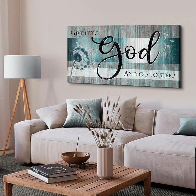 Large Christian Wall Art Bible Verses Wall Decor Give It to God and Go to Sleep - Image 4