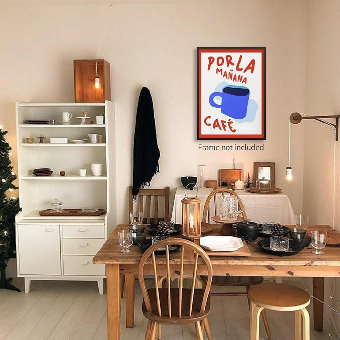 PDFI Kitchen Wall Art Por La Mañana Cafe Print Vintage Coffee Artwork Pictures - Image 3